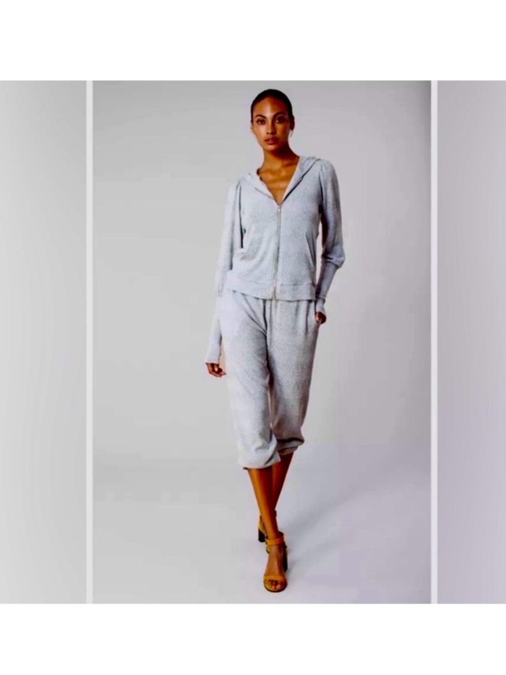 NWT-Hale Bob Metallic Stripe Jogger Pants Silver Gray Light Gray - Picture 10 of 13